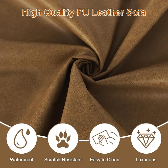 EASE MOOSE Large Seat Faux Leather L Shaped Sofa, Waterproof and - Image 7