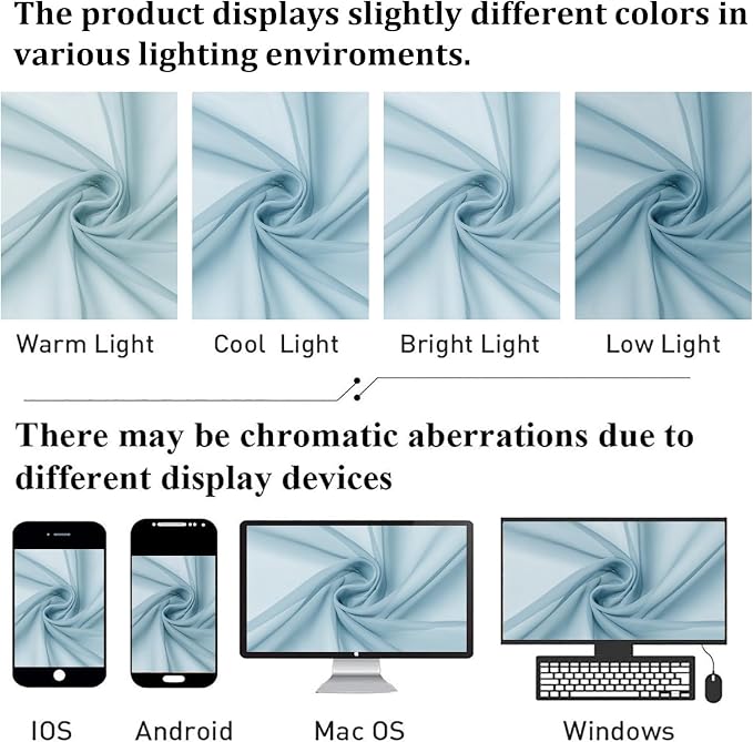 Sky Blue Sheer Curtains 90 Inches Long 2 Panels, Light Filtering Voile Solid - Image 8