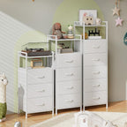 Somdot White Nightstand with 4 Drawers, Vertical Storage Tower Fabric Dresser - Image 8