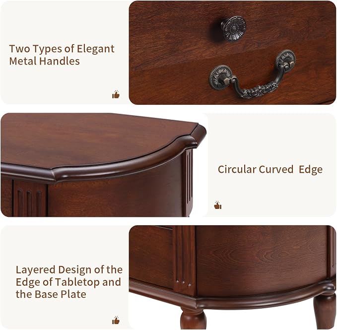 Solid Wood Retro Curved Console Table - Image 4