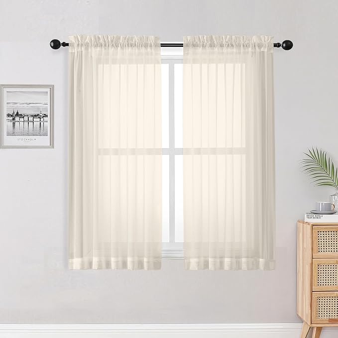 Sheer Curtains 54 inches Long 2 Panles by OWENIE
