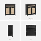 SICOTAS Sideboard Buffet Storage Cabinet Set of 3, Rattan Credenza Buffet Table - Image 10