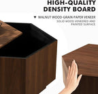 Hexagonal Nesting Coffee Tables Set of 2, Walnut Coffee Table - Image 7