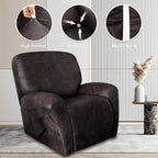 ANARACHON Leather Look Oversize Recliner Chair Covers, Thick 4 Pieces Recliner - Image 5