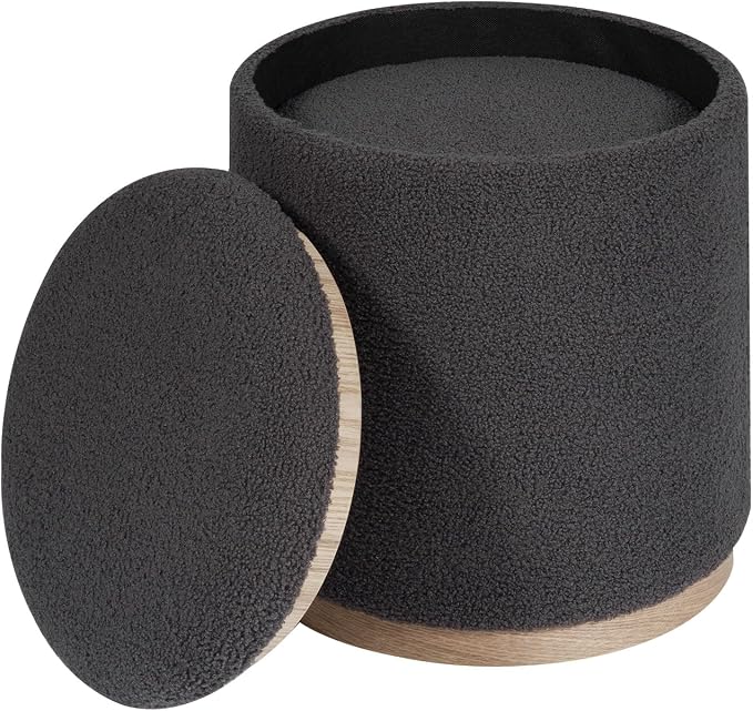 PINPLUS Round Ottoman with Storage Set of 2, Storage Ottoman with Tray - Image 7
