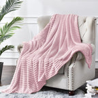 BEDELITE Ribbed Cherry Blossom Fleece Throw Blanket - Image 2