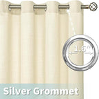 Sheer Linen Curtains 90 Inch for Living Room 2 Panels, Light Beige | Neutral - Image 5