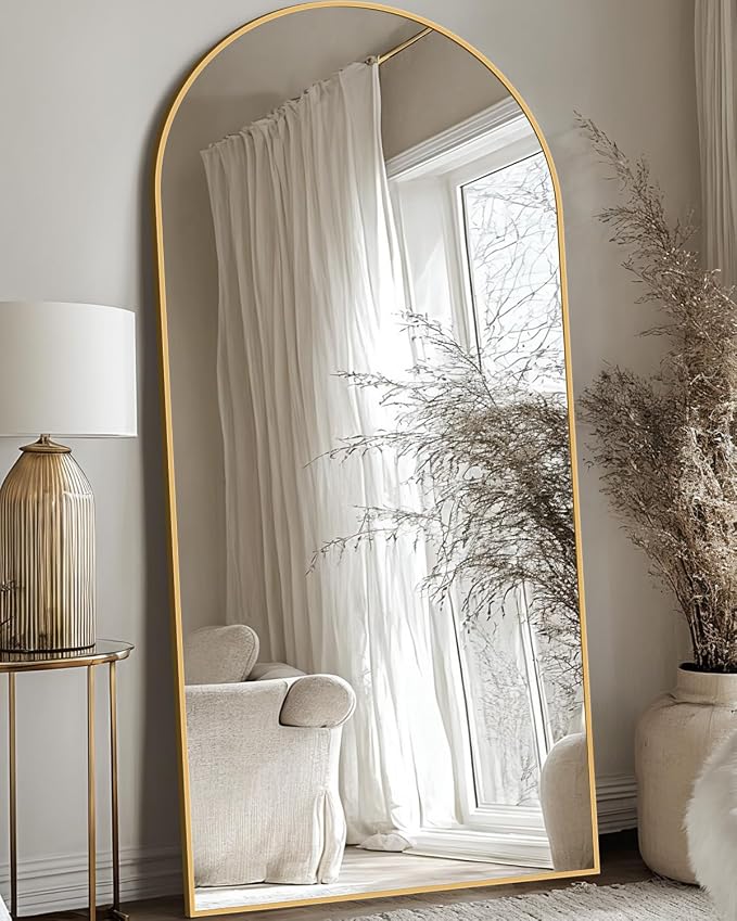 Antok 68" x26” Arched Full Length Floor Mirror, Free Standing/Wall Mount/Leaning - Image 2