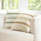 MIULEE Set of 2 Sage Green Boho Decorative Pillow Covers 16x16 Inch | Farmhouse - Image 3