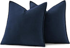 MIULEE Decorative Linen Pillow Covers 18x18 Inch Navy Blue | Boho Farmhouse​ - Image 6