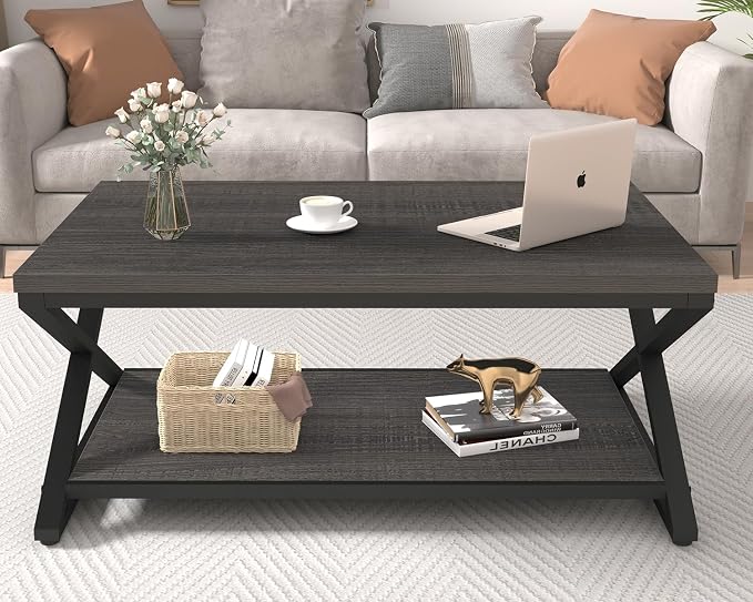 HSH Gray Storage Coffee Table, Modern Center Table - Image 4