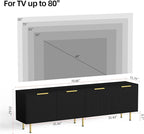 TV Stand for 80 Inch TV, Fluted TV Stand for Living Room, Mid Century Modern TV - Image 3