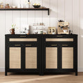 HOKYHOKY Rattan Sideboard Buffet Cabinet Set of 2, Boho Storage Cabinet by HOKYHOKY