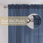 Navy Blue Sheer Curtains 78 Inches Long 2 Panels, Light Filtering Voile Airy - Image 4