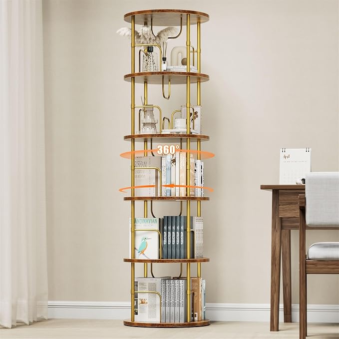 ALLSTAND 5 Tier Rotating Bookshelf, 360 ° Display Stackable Spinning Bookshelf by ALLSTAND