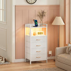 Furnulem White Nightstand with Charging Station, Night Stand Side Table with - Image 2