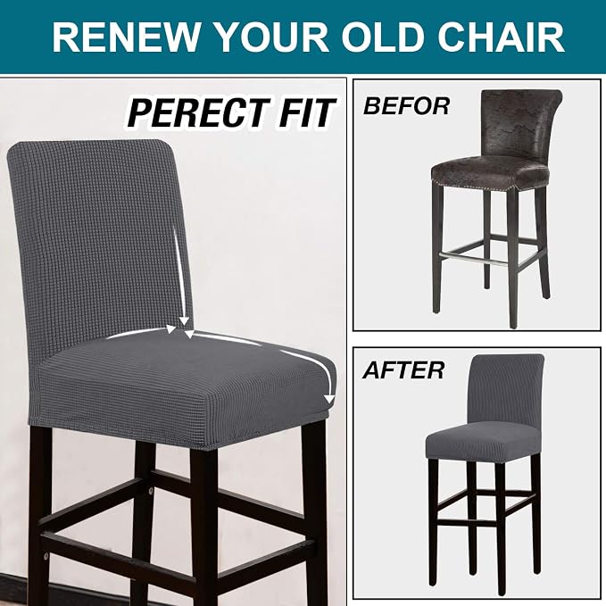 Turquoize Stretch Bar Stool Cover Counter Stool Pub Chair Slipcover - Image 5