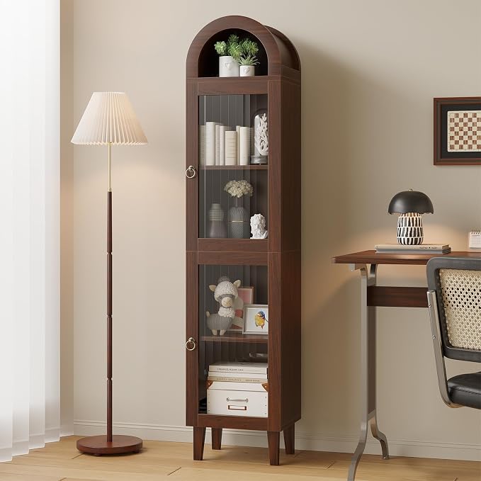 71" Tall Arched Cabinet with Acrylic Door, Modern Curio Arched Bookcase with by WelcometoIABIFO