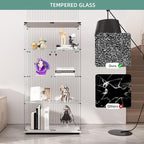 Display Cabinet with Glass Door and Lock, 4-Shelf Curio Cabinets with 5mm - Image 6