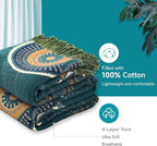 Boho Throw Blanket for Bed 100% Cotton Ultra Soft Rustic Quilt Spring Blanket- - Image 4
