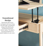 Walker Edison Transitional Style Furniture, Reeded Detail, Lift-Top Desk - Image 12