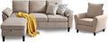 79" Convertible Sectional Sofa Set, Modern Linen Small L Shaped Couch by Chireca