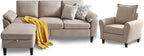 79" Convertible Sectional Sofa Set, Modern Linen Small L Shaped Couch by Chireca