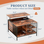 Coffee Table with Storage, Lift Top Coffee Table with Display Shelf and Hidden - Image 2
