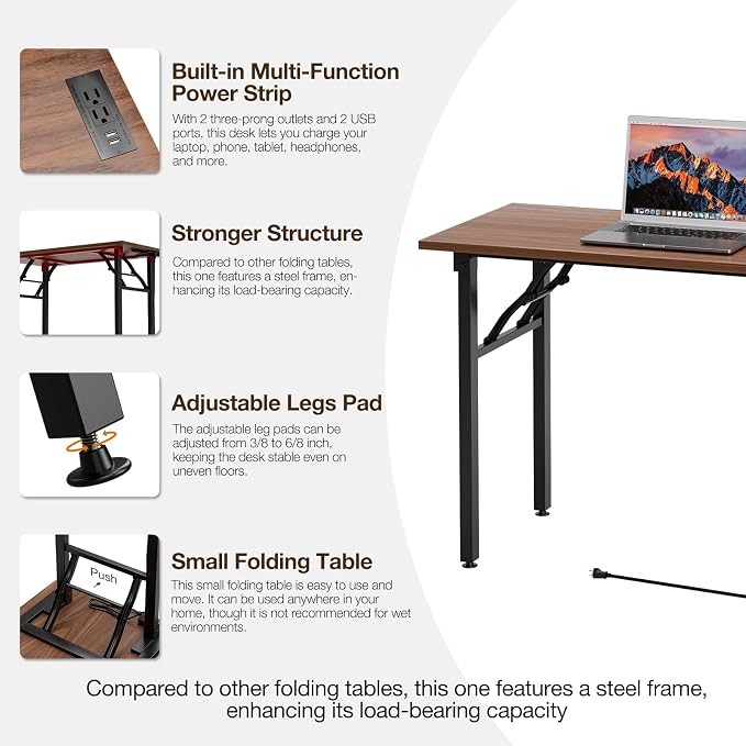 TEMI Long Computer Desk Folding Table - Image 7