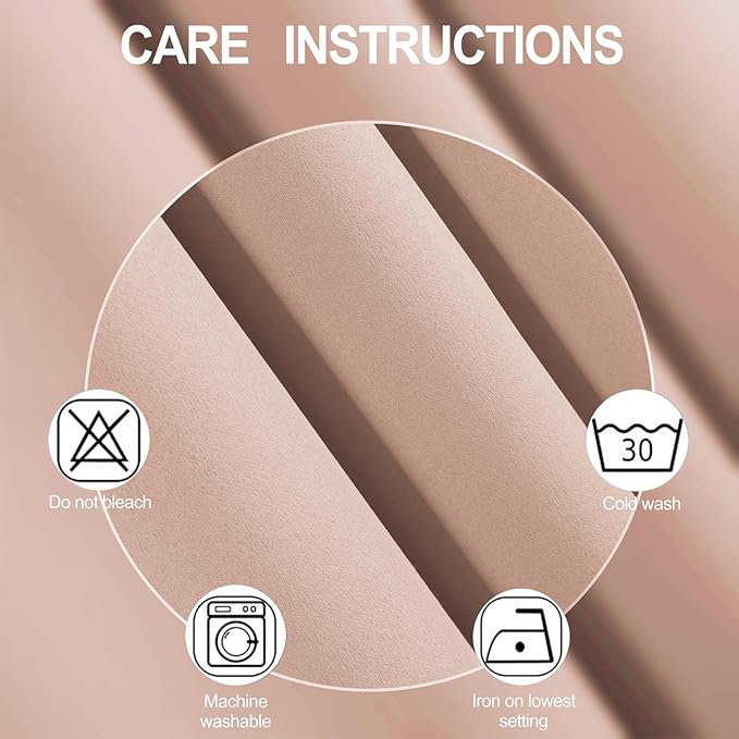 Blush Blackout Curtains 34 x 63 Inch Length/Set of 2 Curtain Panels/Thermal - Image 4