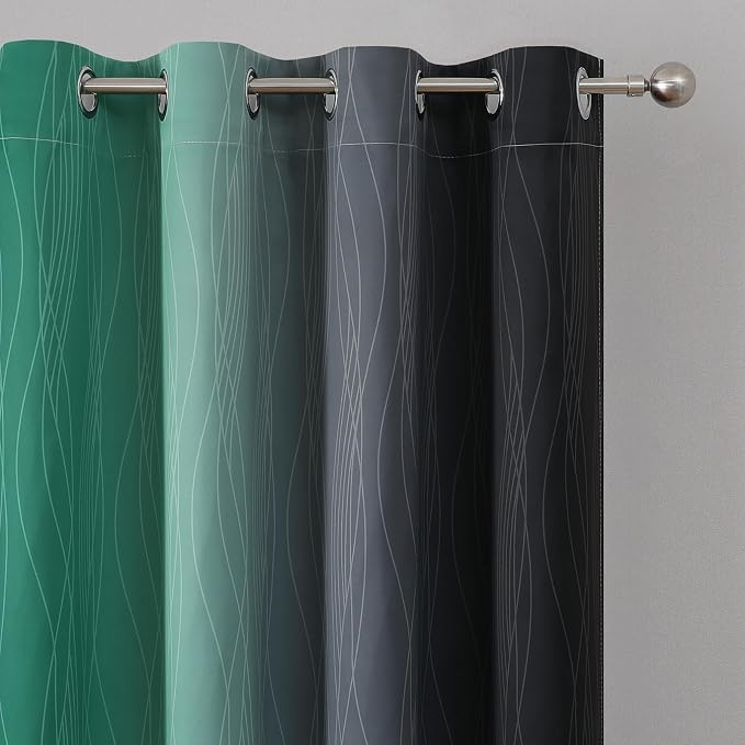 Black and Green Ombre Blackout Curtains 84 Inches Long | Gradient Curtains - Image 4