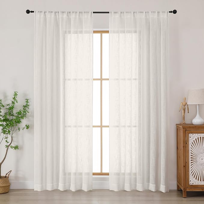 Chyhomenyc Semi Sheer Curtains 84 Inches Long 2 Panels Set, Light Filtering by Chyhomenyc