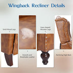 Wingback Recliner Chair with Heat and Massage, PU Leather Push Back Recliner - Image 6