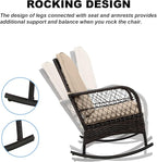 LEVELEVE 3 pcs Rocking Bistro Set Conversation Chairs PE Wicker Outdoor Rocking - Image 5