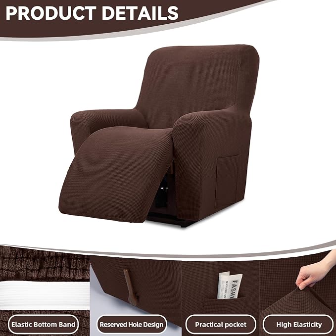 Cupuamon Recliner Chair Covers, Lazy Boy Recliner Covers Stretch Reclining - Image 4