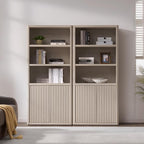 SICOTAS Book Shelf with Doors 71" Tall 6 Tier Bookshelf with Adjustable Shelves - Image 3