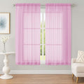 Sheer Pink Curtains, Sheer Curtains 63 inch Length 2 Panels Set, Rod Pocket by OWENIE