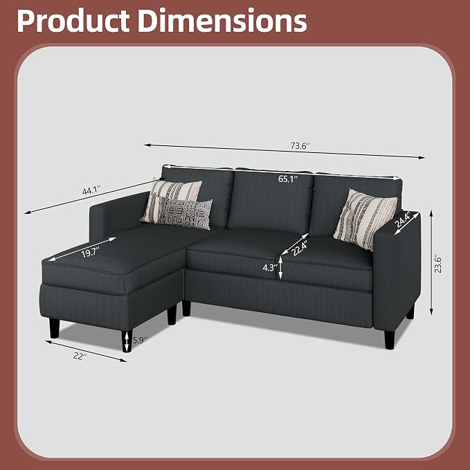 Nuturelly Convertible Sectional Sofa Couch - Image 2