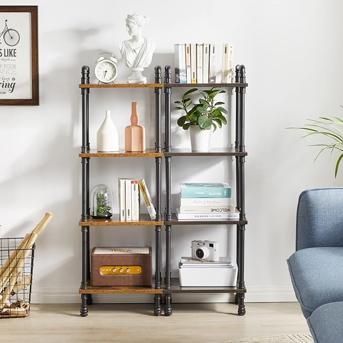 IBUYKE Industrial Pipe Ladder Shelf, 4-Tier Vintage Style Book Shelf, Free - Image 5