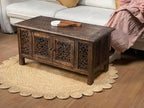 Hand-Carved Wooden Coffee Table – 36” x 18” Rectangular Mango Wood Center Table - Image 4