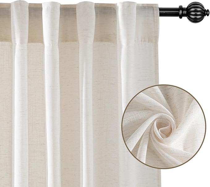RYB HOME Linen Semi Sheer Curtains - Image 6