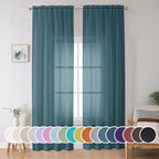 Sheer Curtains 96 inches Long for Bedroom Living Room 2 Panels Set, Farmhouse by OWENIE