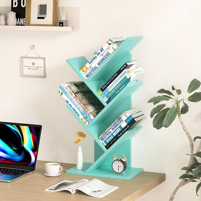 SHEEPAM 5 Tier Tree Book Shelf, Small Desktop Bookshelf - Image 4