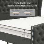 BRELTAM Upholstered Queen Size Bed Frame Velvet Tufted Platform Bed Frame - Image 6