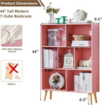 LEYAOYAO Cube Bookshelf 3 Tier Mid-Century Light Pink Modern Bookcase - Image 2