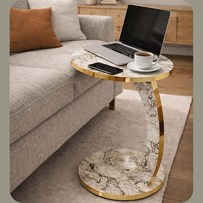 Luxury C Shaped Golden Effect Side Table - Image 7