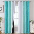Teal and Grayish White Ombre Blackout Curtains by ESTELARTEXTILER