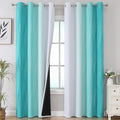 Teal and Grayish White Ombre Blackout Curtains Living Room 102 Inches Long | by ESTELARTEXTILER