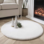 Ashler Faux Fur Rug, Ultra Soft Faux Rabbit Fur, 3 x 3 Feet Round, Machine - Image 4