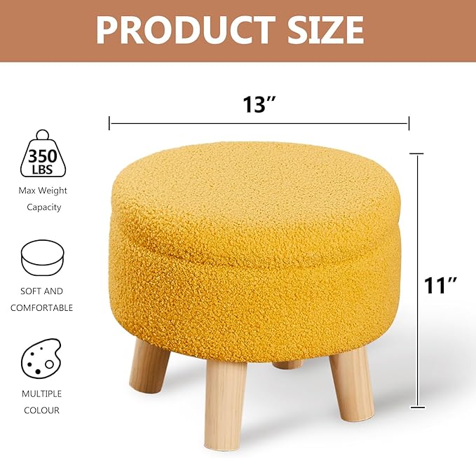 Wimarsbon Storage Ottoman, Modern Round Footrest - Image 3